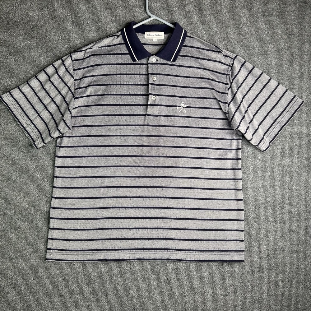 Johnnie‎ Walker Men's Polo Shirt Striped Size Xl Golf Logo Embroidered